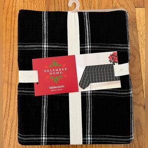 NEW December Home black plaid tablecloth magnolia style rectangle 60”x84” fabric